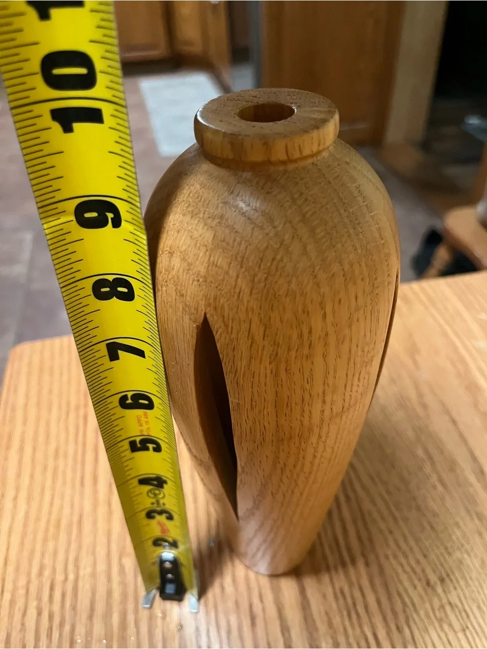 Vintage Handmade Wooden Bud Vase With Cutouts